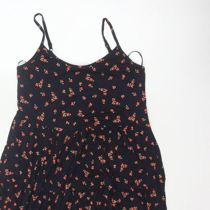 Red Herring Women’s Black Floral Skater Dress Size 10 Strappy