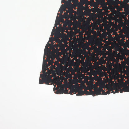 Red Herring Women’s Black Floral Skater Dress Size 10 Strappy