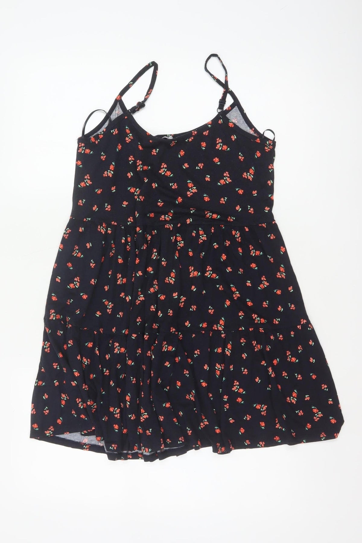 Red Herring Women’s Black Floral Skater Dress Size 10 Strappy