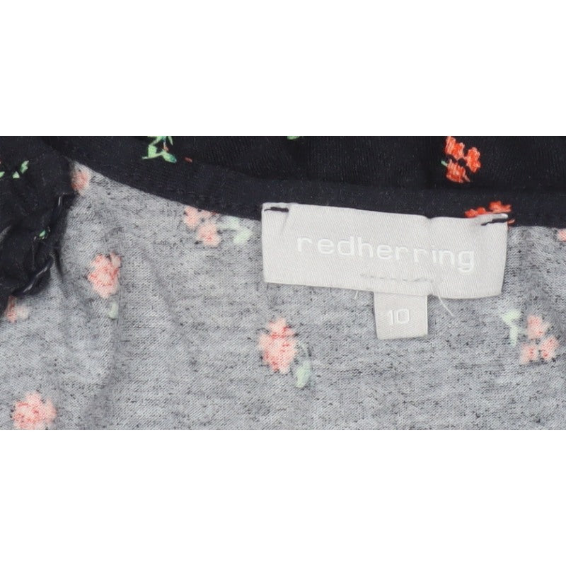 Red Herring Women’s Black Floral Skater Dress Size 10 Strappy