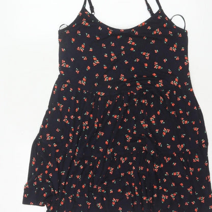 Red Herring Women’s Black Floral Skater Dress Size 10 Strappy