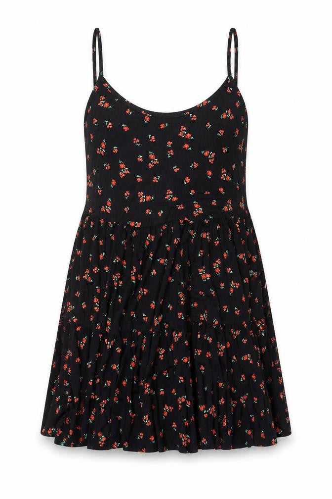 Red Herring Women’s Black Floral Skater Dress Size 10 Strappy