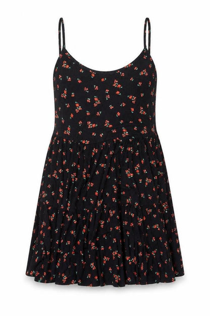 Red Herring Women’s Black Floral Skater Dress Size 10 Strappy