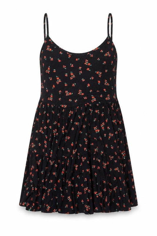 Red Herring Women’s Black Floral Skater Dress Size 10 Strappy