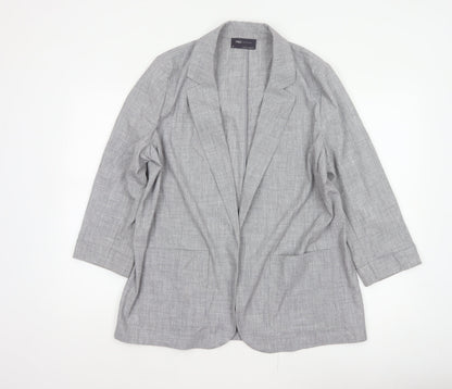 Marks & Spencer Women Grey Size 16 Long Lightweight Stretch Blazer