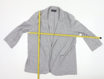 Marks & Spencer Women Grey Size 16 Long Lightweight Stretch Blazer