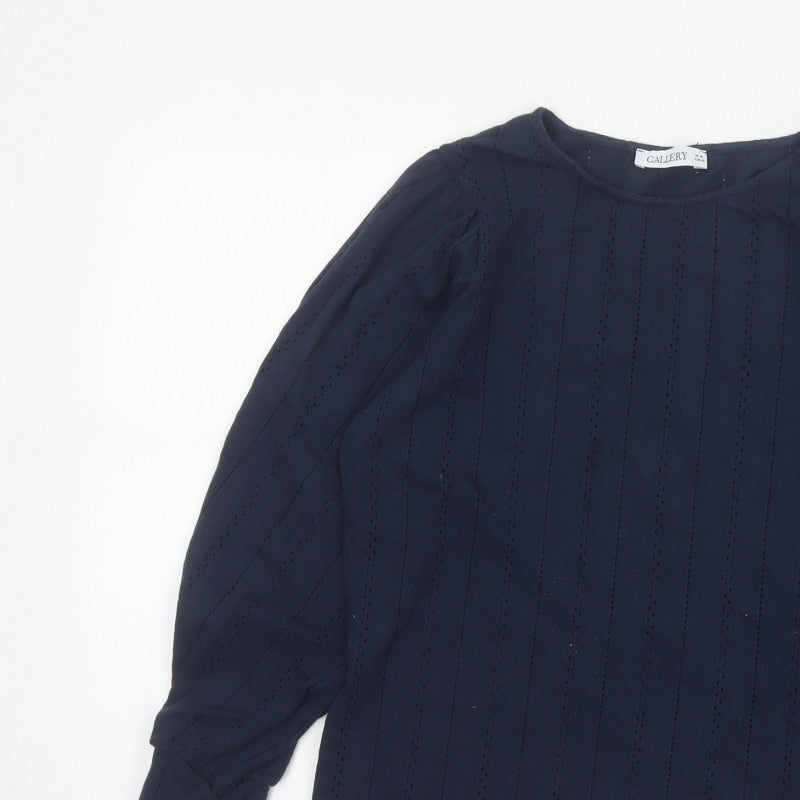 Gallery Women’s Blue UK 16 Cotton Eyelet Puff Sleeve Blouse