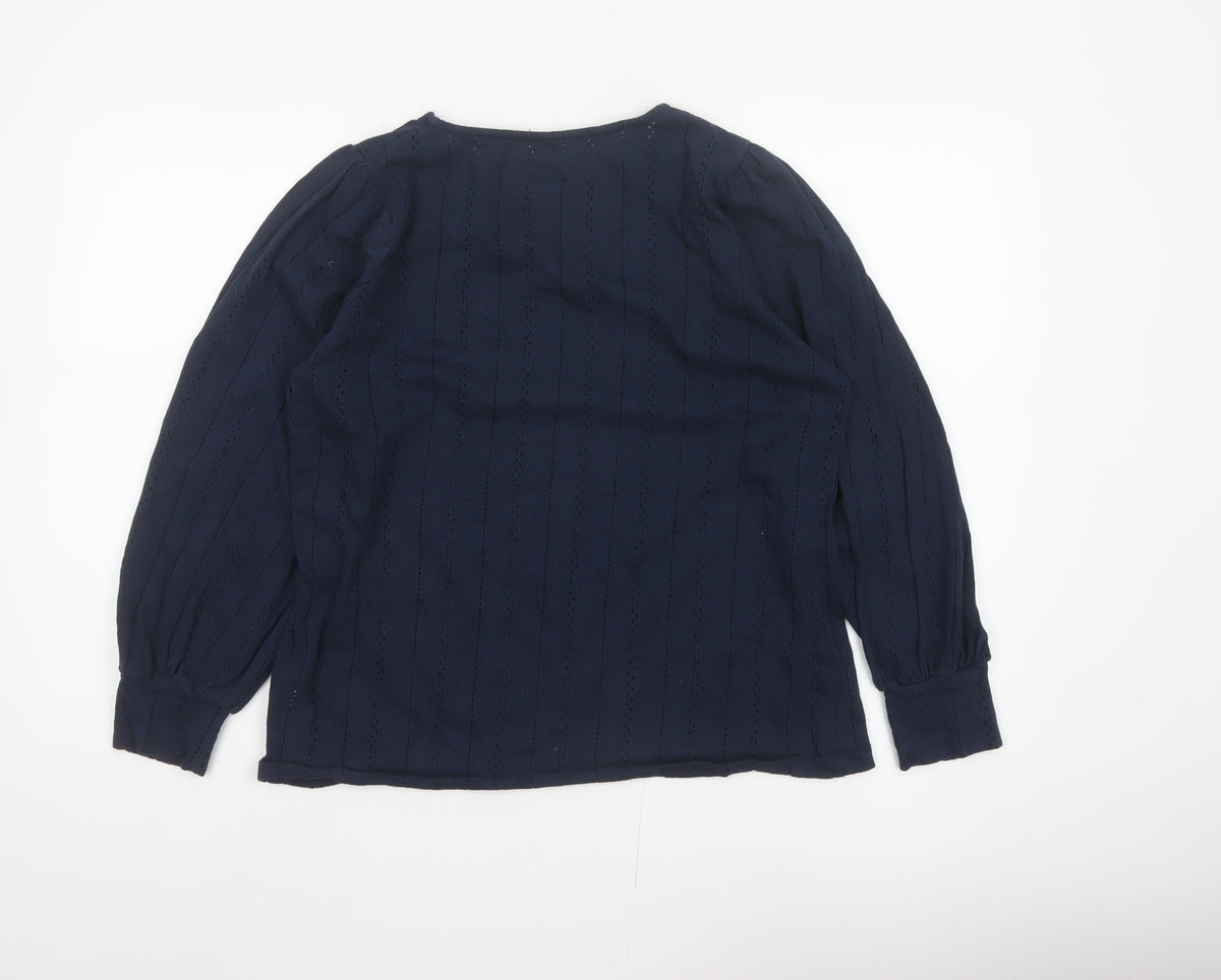 Gallery Women’s Blue UK 16 Cotton Eyelet Puff Sleeve Blouse