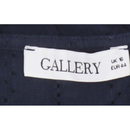 Gallery Women’s Blue UK 16 Cotton Eyelet Puff Sleeve Blouse