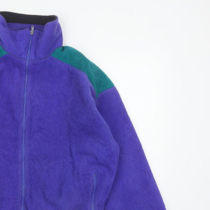 Columbia Mens L Purple Teal 90s Fleece Full Zip Outdoor Jacket