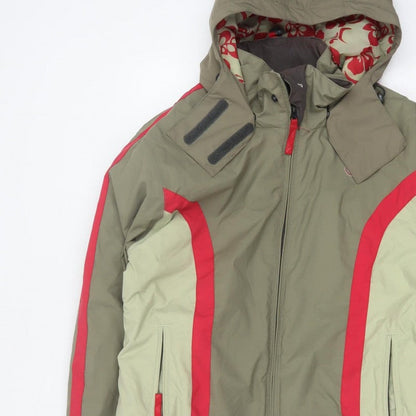 Roxy Women’s Green Red Size 16 Hooded Waterproof Ski Jacket