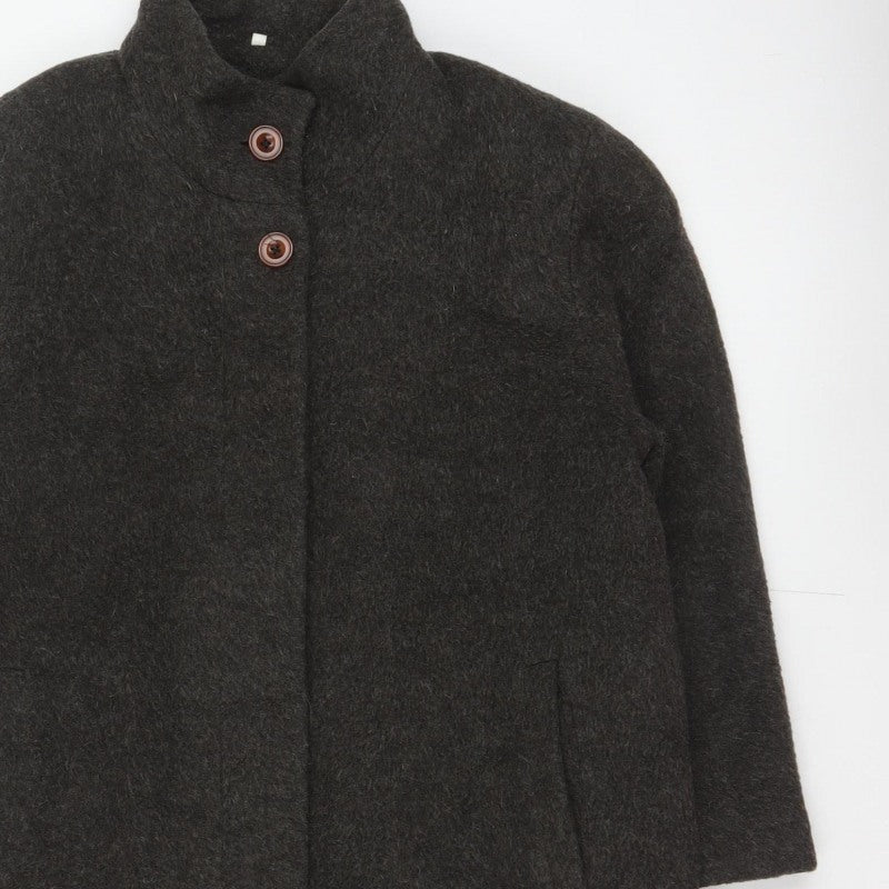 Berkertex Women Grey UK 16 Wool Mohair Long Overcoat Buttoned