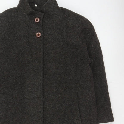 Berkertex Women Grey UK 16 Wool Mohair Long Overcoat Buttoned