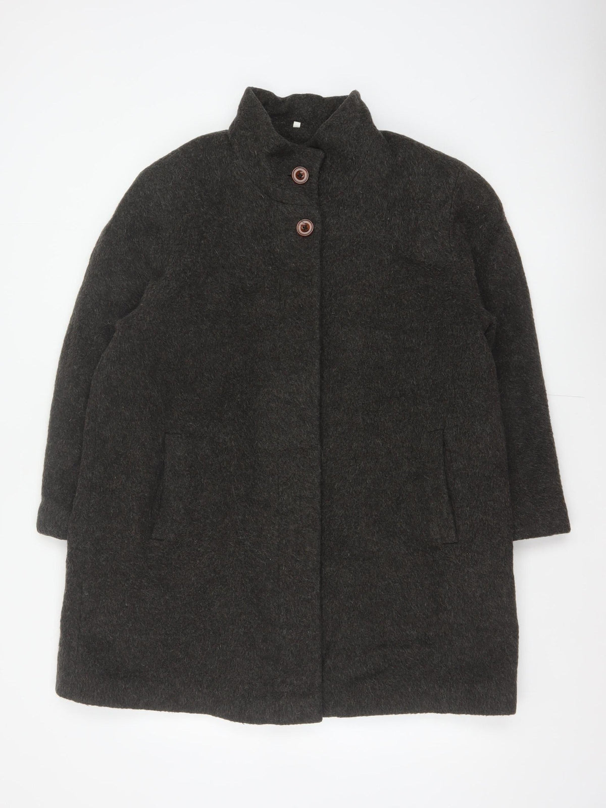 Berkertex Women Grey UK 16 Wool Mohair Long Overcoat Buttoned