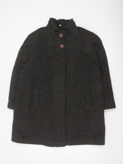 Berkertex Women Grey UK 16 Wool Mohair Long Overcoat Buttoned