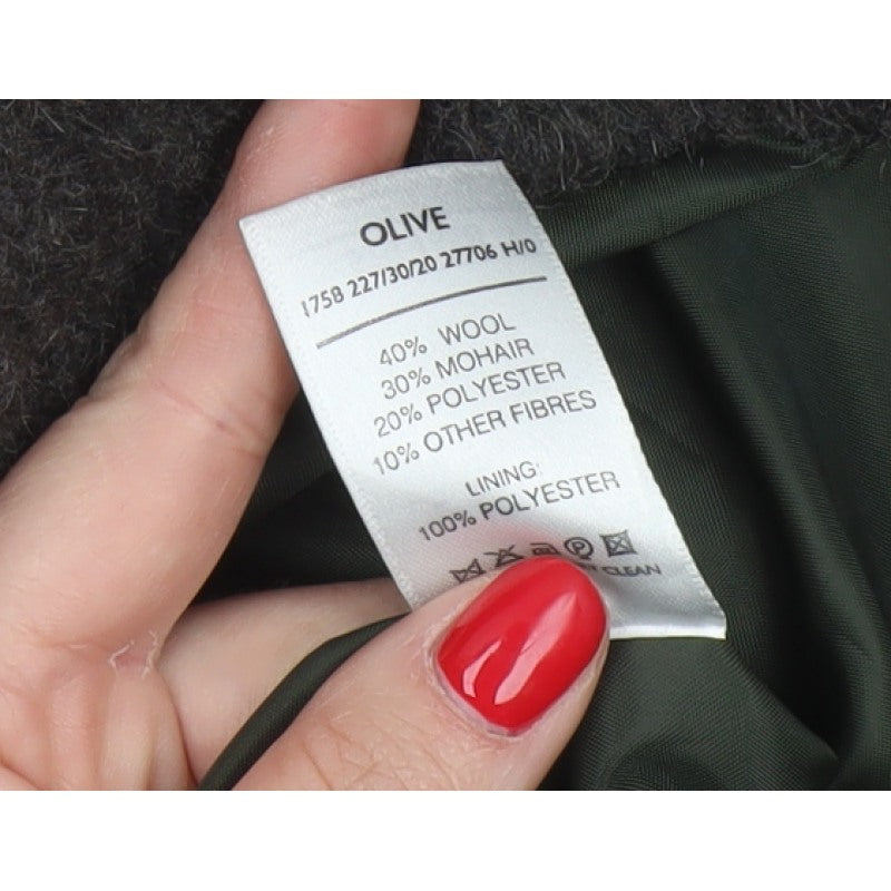 Berkertex Women Grey UK 16 Wool Mohair Long Overcoat Buttoned