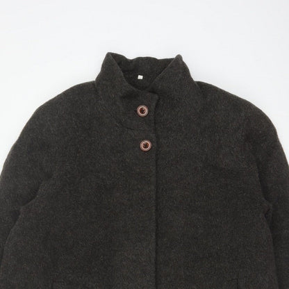 Berkertex Women Grey UK 16 Wool Mohair Long Overcoat Buttoned