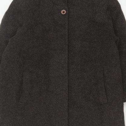 Berkertex Women Grey UK 16 Wool Mohair Long Overcoat Buttoned