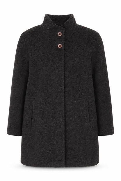 Berkertex Women Grey UK 16 Wool Mohair Long Overcoat Buttoned
