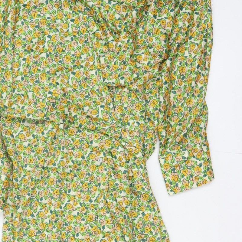 Zara Women Multicoloured Floral Long Shirt Dress 2XL Ruffle Collar