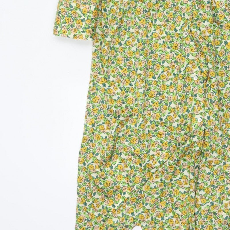 Zara Women Multicoloured Floral Long Shirt Dress 2XL Ruffle Collar