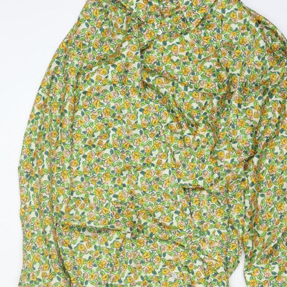 Zara Women Multicoloured Floral Long Shirt Dress 2XL Ruffle Collar