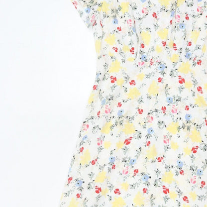 M&S Women Multicoloured Floral Fit & Flare Midi Dress Size 10 Petite