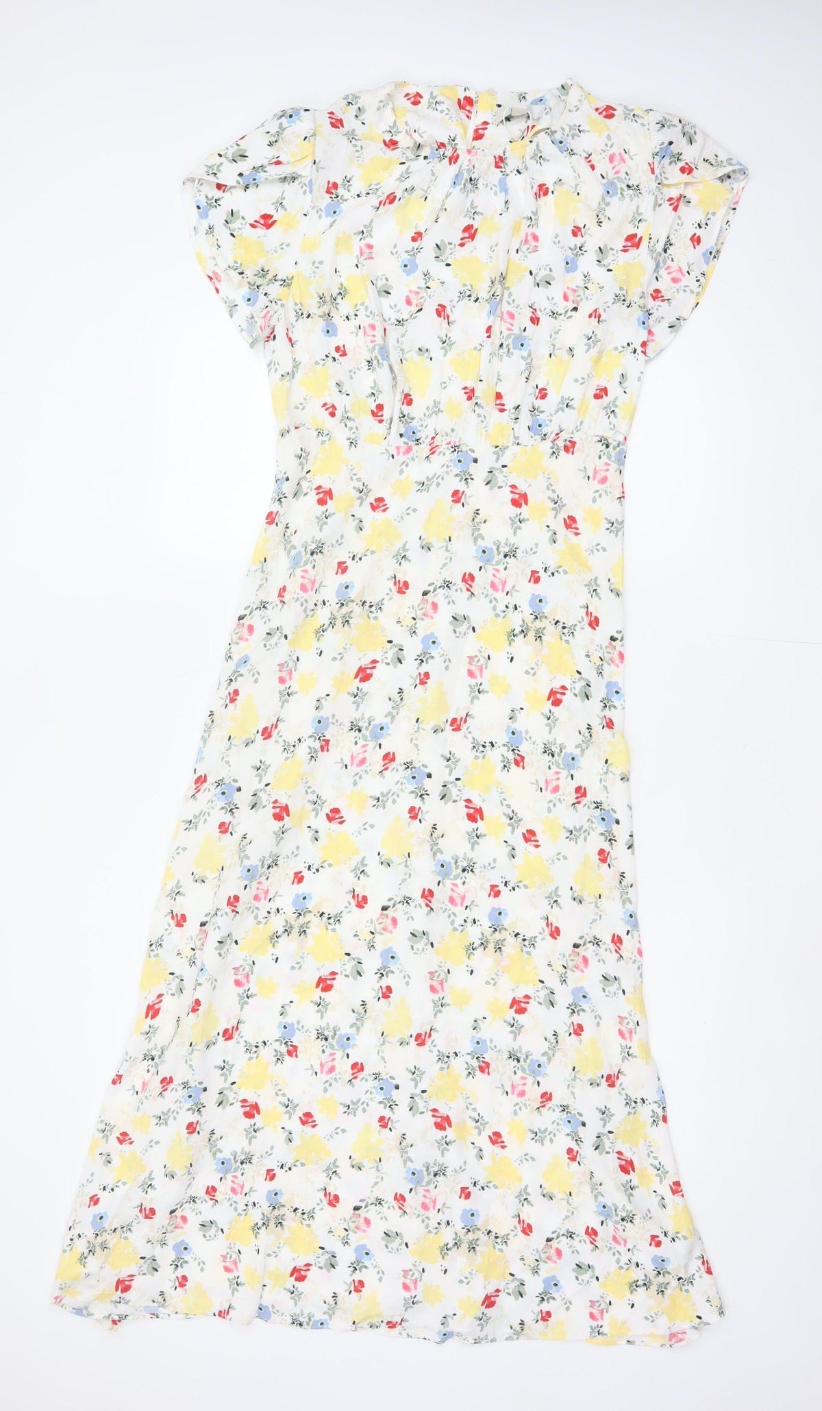 M&S Women Multicoloured Floral Fit & Flare Midi Dress Size 10 Petite