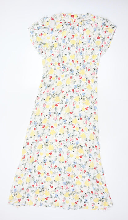 M&S Women Multicoloured Floral Fit & Flare Midi Dress Size 10 Petite