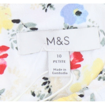 M&S Women Multicoloured Floral Fit & Flare Midi Dress Size 10 Petite