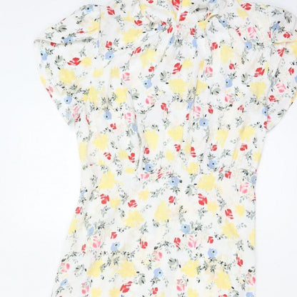 M&S Women Multicoloured Floral Fit & Flare Midi Dress Size 10 Petite