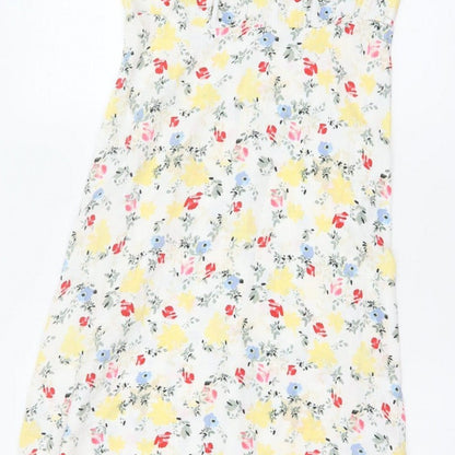M&S Women Multicoloured Floral Fit & Flare Midi Dress Size 10 Petite