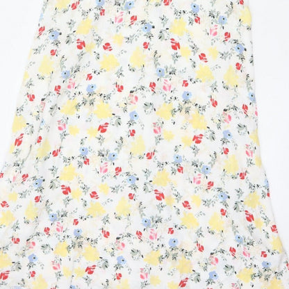 M&S Women Multicoloured Floral Fit & Flare Midi Dress Size 10 Petite