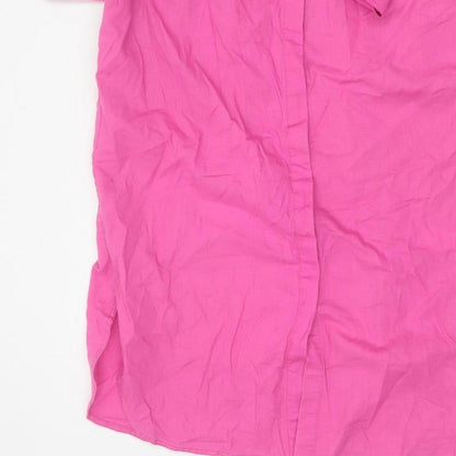 Boden Women Pink UK 12R Long Linen Cotton Belted Shirt Dress
