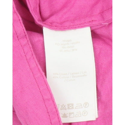 Boden Women Pink UK 12R Long Linen Cotton Belted Shirt Dress