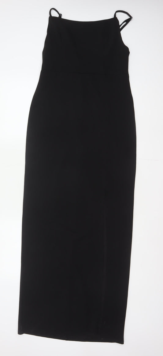 Club L London Women Black UK 12 Bodycon Long Strappy Evening Maxi Dress