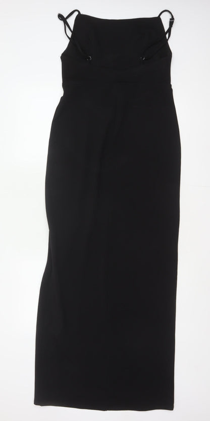 Club L London Women Black UK 12 Bodycon Long Strappy Evening Maxi Dress