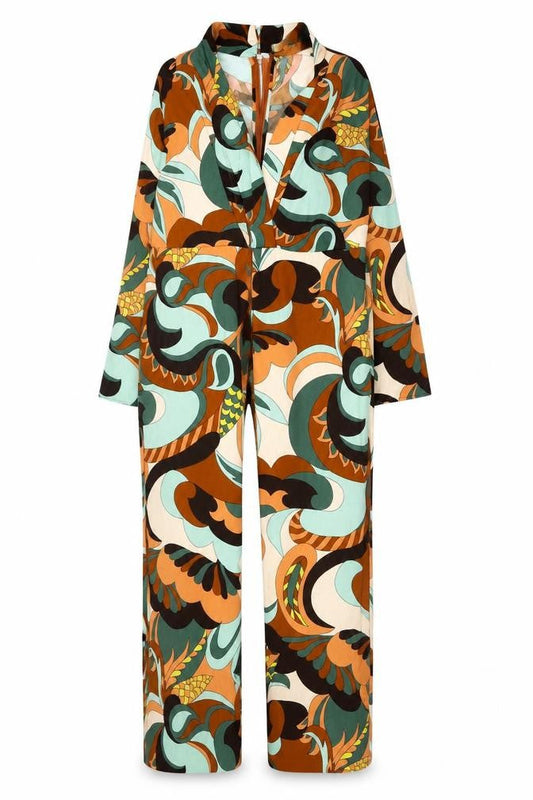 Mango MNG Women’s Multicoloured UK 8 70s Print Wide-Leg Jumpsuit