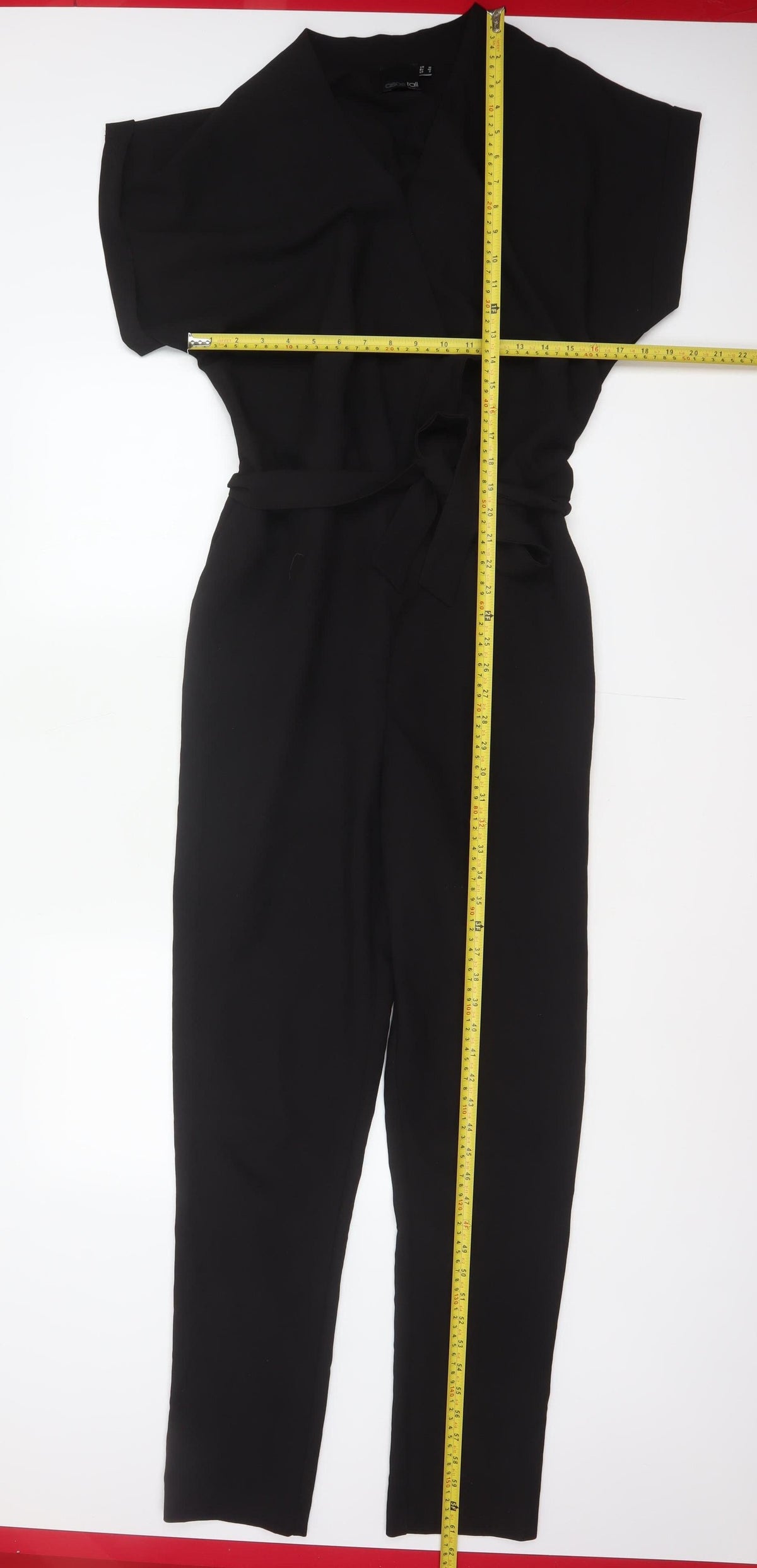 ASOS Tall Women Black UK 12 Belted Wrap Wide-Leg Jumpsuit