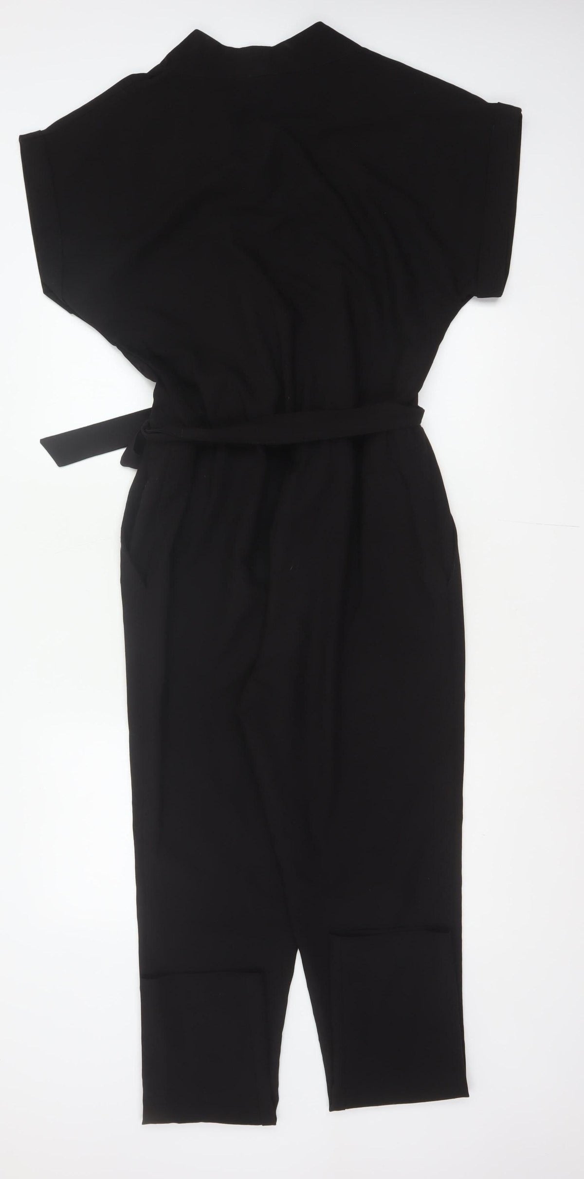 ASOS Tall Women Black UK 12 Belted Wrap Wide-Leg Jumpsuit
