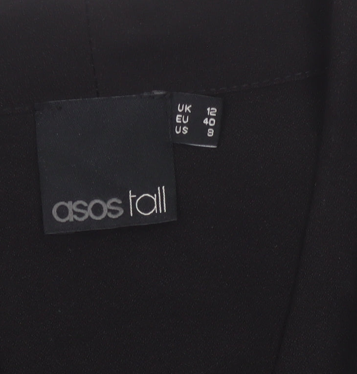 ASOS Tall Women Black UK 12 Belted Wrap Wide-Leg Jumpsuit