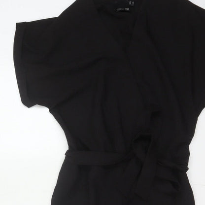 ASOS Tall Women Black UK 12 Belted Wrap Wide-Leg Jumpsuit