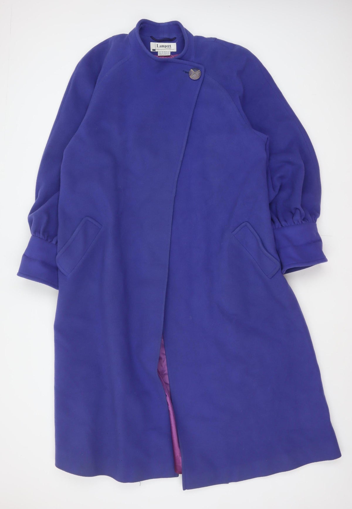 Lampert London Women’s Purple UK 12 Wool Cashmere Long Overcoat