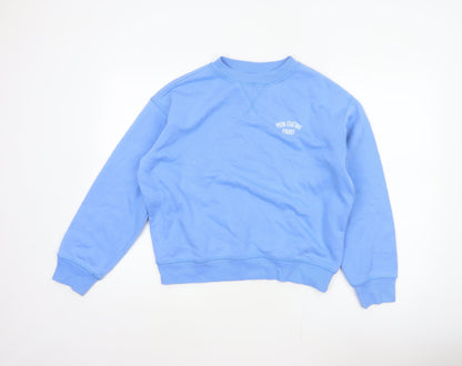 H&M Women Blue XS Pullover Sweatshirt Mon Chérie Paris Crew Neck
