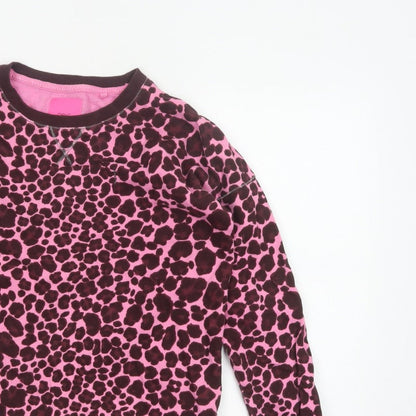 Next Women Pink Leopard Print Cotton Sweatshirt Small Pullover