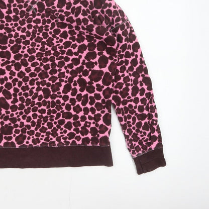Next Women Pink Leopard Print Cotton Sweatshirt Small Pullover