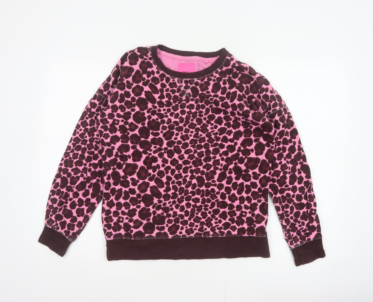 Next Women Pink Leopard Print Cotton Sweatshirt Small Pullover