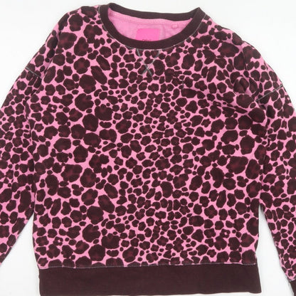 Next Women Pink Leopard Print Cotton Sweatshirt Small Pullover
