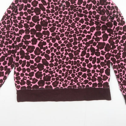 Next Women Pink Leopard Print Cotton Sweatshirt Small Pullover