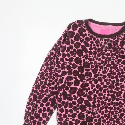 Next Women Pink Leopard Print Cotton Sweatshirt Small Pullover